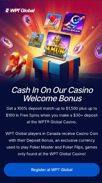 WPT global etusivu mobiilissa