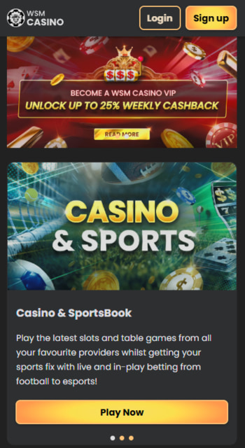 WSM casino hemsida på mobilen