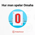 Guide om hur man spelar Omaha poker med en illustrerad spelkortssymbol och PokerScout-logotyp i botten.