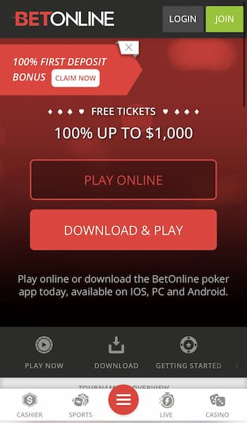 Best Crypto Poker Sites BetOnline homepage