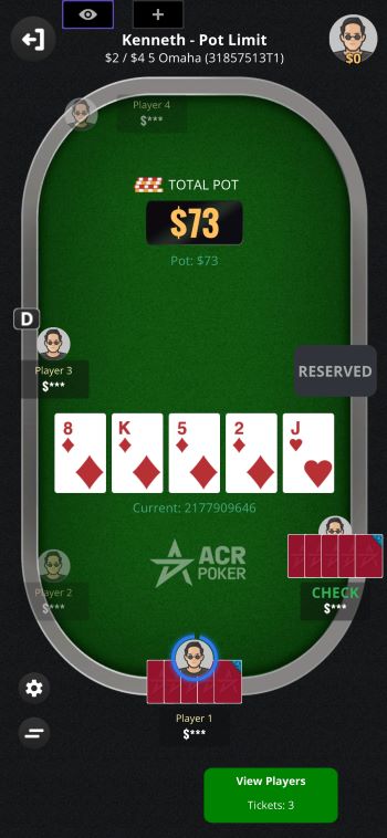 Best Online Poker Sites in Singapore A Five Card Omaha table at ACR Poker