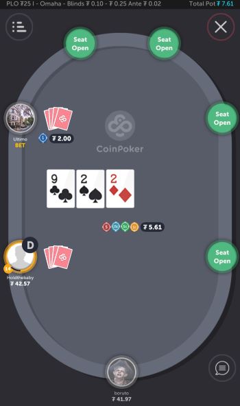 Best Online Poker Sites in Singapore An Omaha poker table in the CoinPoker app