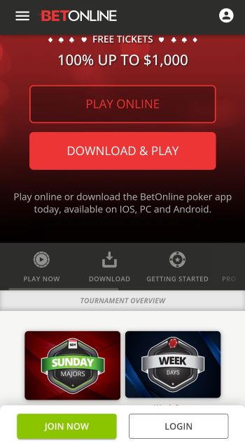 Best Online Poker Sites in Singapore BetOnline poker homepage with option to download or play online