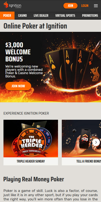 PokerScout Best Offshore Poker Sites Ignition homepage