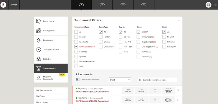 Bovada Poker Review Lobby Tournaments