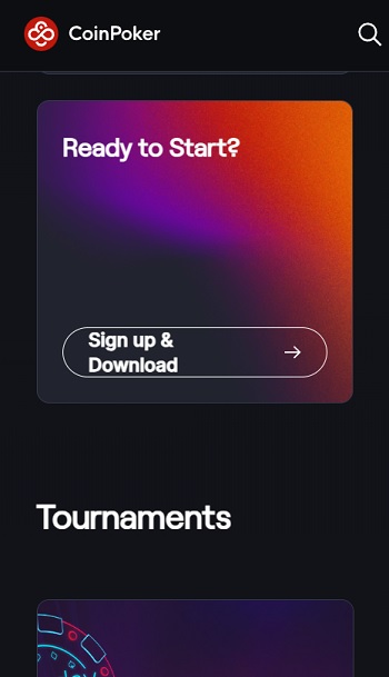 CoinPoker Mobile Homepage