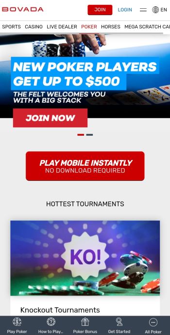 Delaware Online Poker Bovada homepage