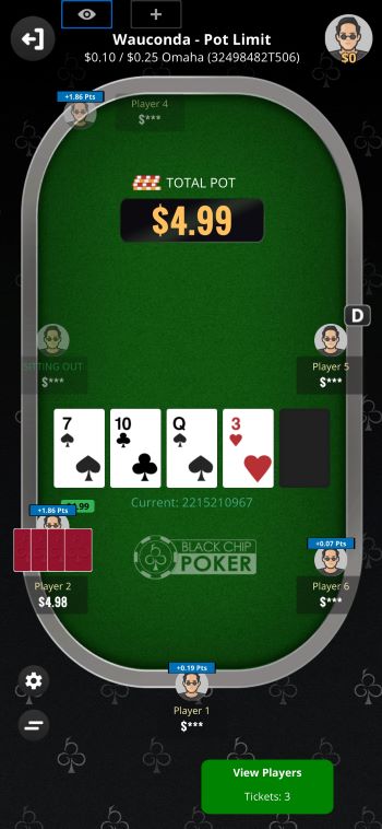 Delaware Online Poker Low stakes Omaha Game at Black Chip Poker