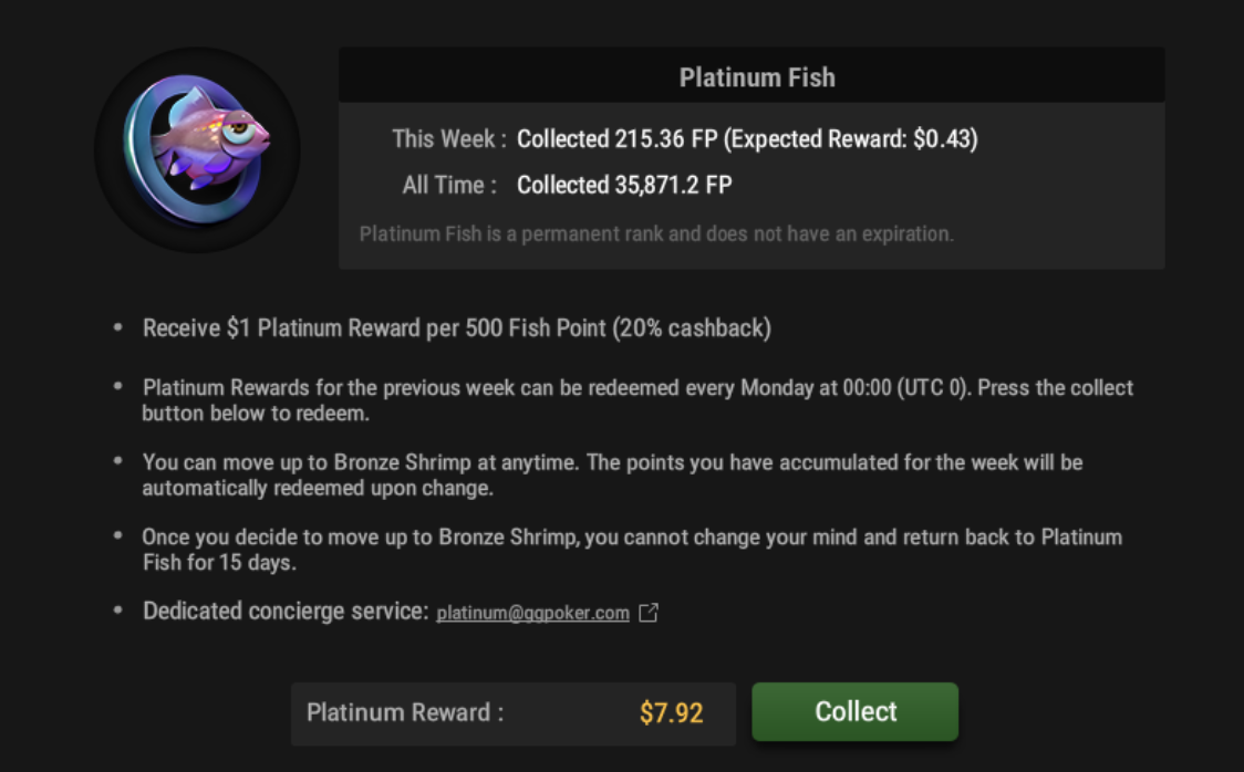 GGPoker Fish Buffet, Platinum Fish