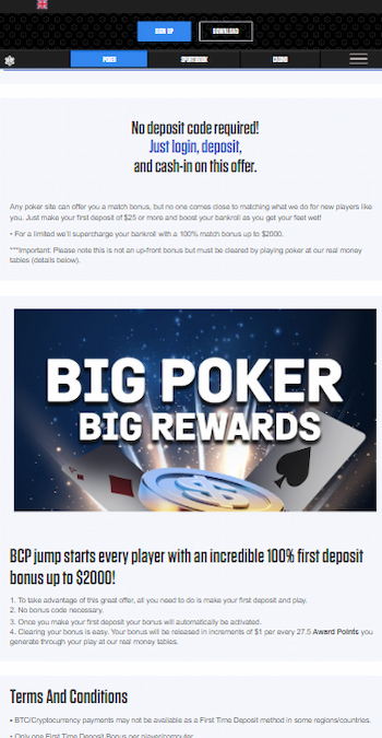 Black Chip Poker first deposit bonus