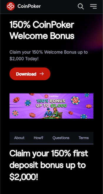 CoinPoker welcome bonus