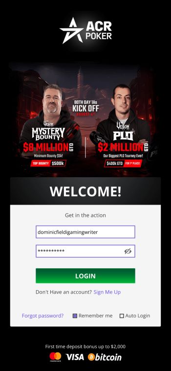 PA online poker The ACR Poker Android app home screen