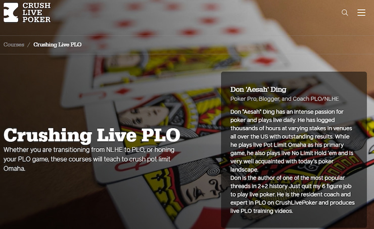 Crushing Live PLO poker course at Crush Live Poker