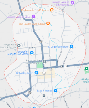 Map of San Francisco, San Isidro, Heredia