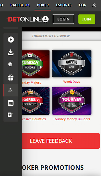 BetOnline homepage for poker betting