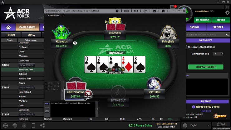 ACR Online Poker California